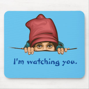 Cartoon Art Graphic Eye Peer Peeking Spy Lurk Man Mouse Mat