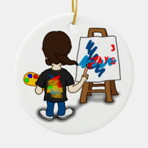 Cartoon Artist Ceramic Tree Decoration