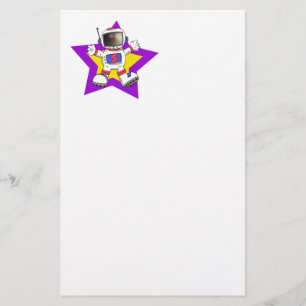 Cartoon Astronaut in Star Design Stationery