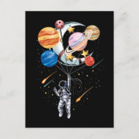 Cartoon Astronaut Space Balloon Planets