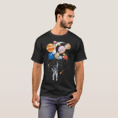 Cartoon Astronaut Space Balloon Planets T-Shirt (Front Full)
