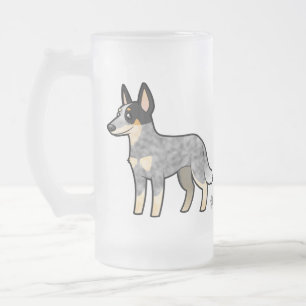 Cartoon Australian Cattle Dog / Kelpie Frosted Glass Beer Mug