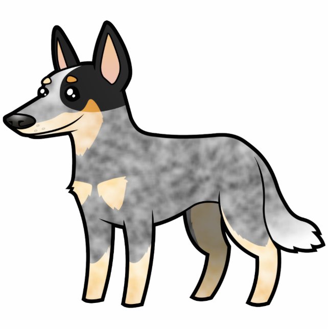 Cartoon Australian Cattle Dog / Kelpie Photo Sculpture Magnet (Front)