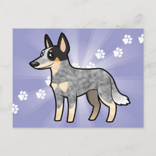 Cartoon Australian Cattle Dog / Kelpie Postcard