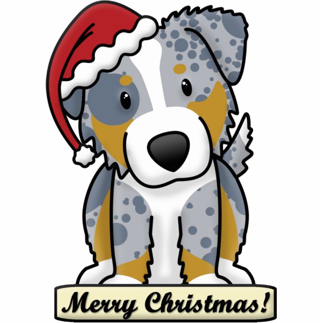 Cartoon Australian Shepherd Christmas Ornament Photo Sculpture Decoration (Front)