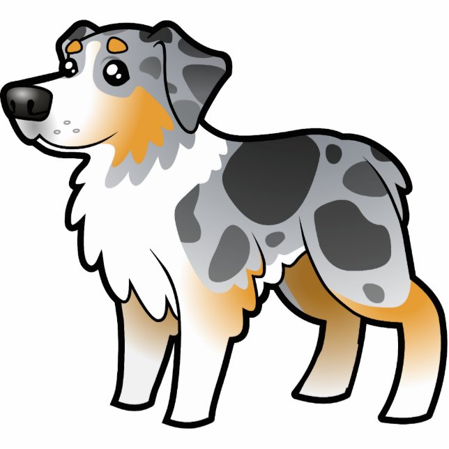 Cartoon Australian Shepherd Photo Sculpture Magnet (Front)