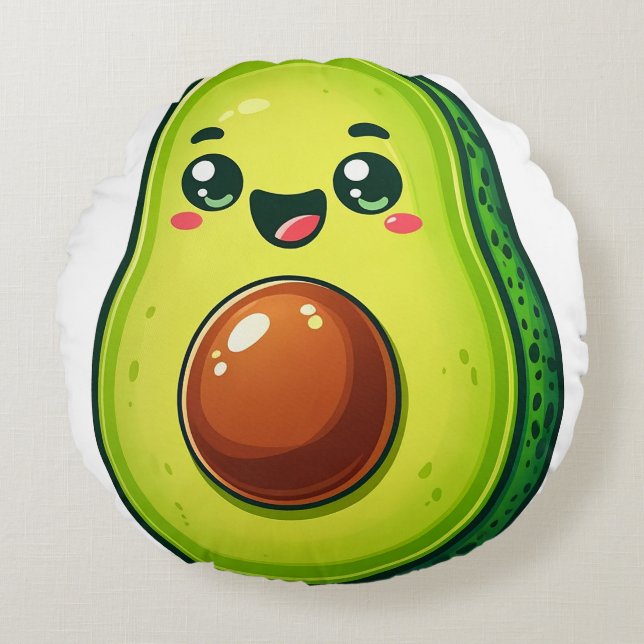 Cartoon Avocado Half Round Pillow – Whimsical  (Front)
