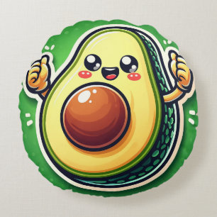 Cartoon Avocado Half Round Pillow – Whimsical
