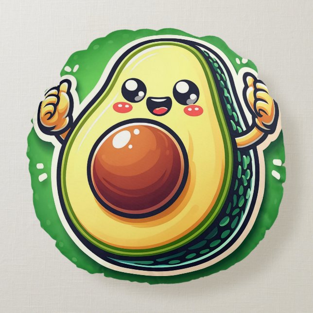 Cartoon Avocado Half Round Pillow – Whimsical  (Front)