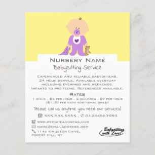 Cartoon Baby & Bear, Babysitter, Daycare, Nursery Flyer