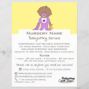 Cartoon Baby & Bear, Babysitter, Daycare, Nursery Flyer