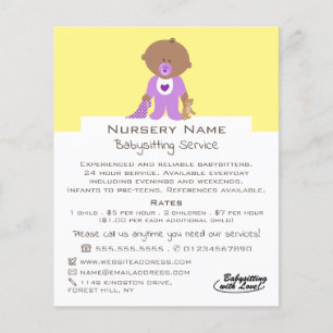Cartoon Baby & Bear, Babysitter, Daycare, Nursery Flyer