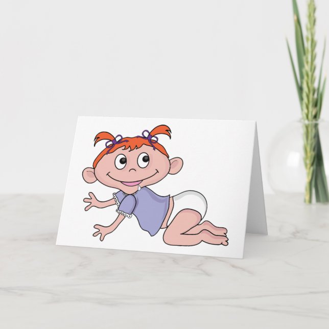 Cartoon Baby Crawling Greeting Cards (Front)