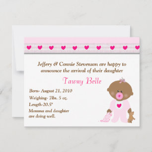 Cartoon Baby Girl Birth Announcement