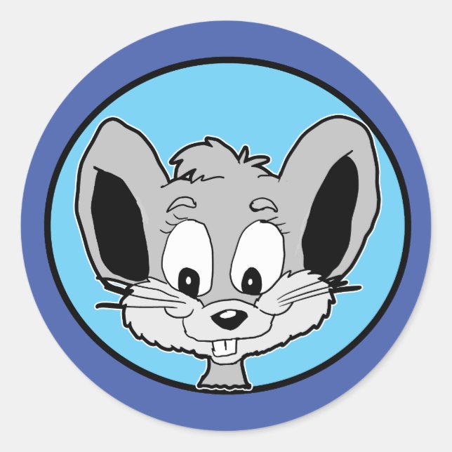 Cartoon Baby Mouse Head Classic Round Sticker (Front)