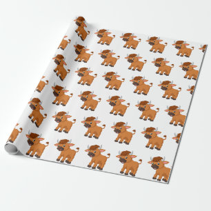 Cartoon baby ox wrapping paper