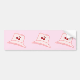 Cartoon Baby Pink Coquette Cherry Bucket Hat  Bumper Sticker