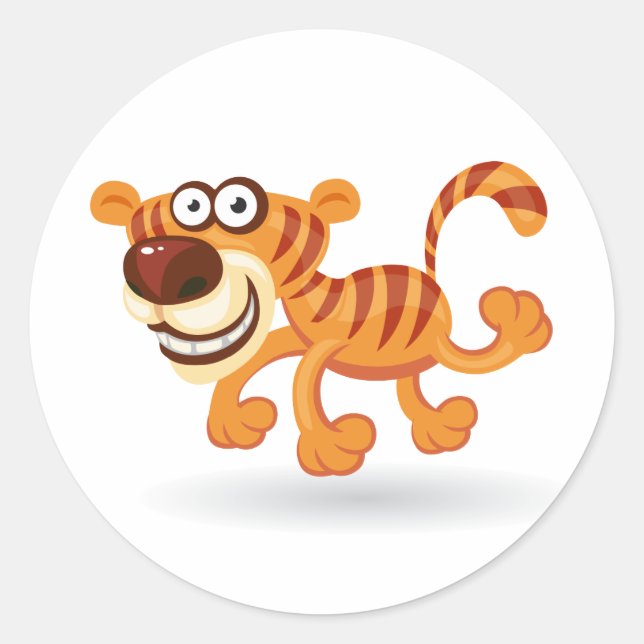 Cartoon baby tiger classic round sticker (Front)