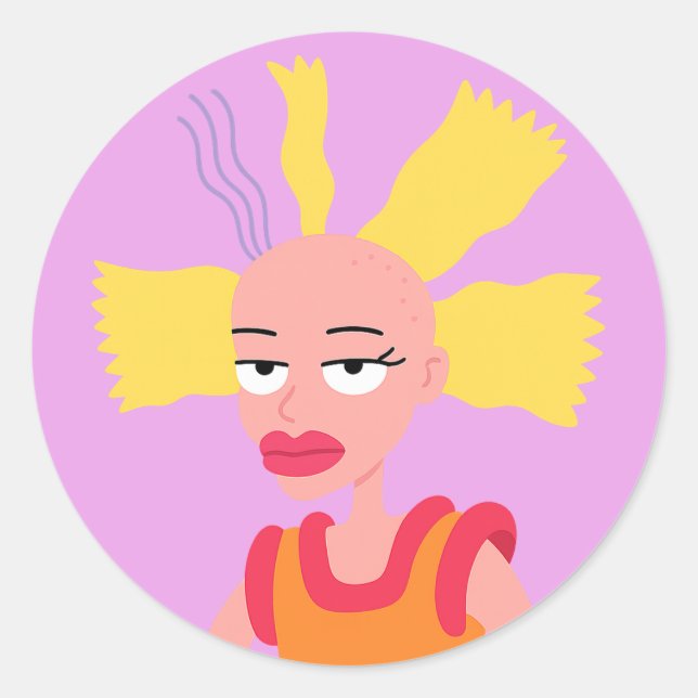 Cartoon “Bad Hair Day” Sticker (Front)