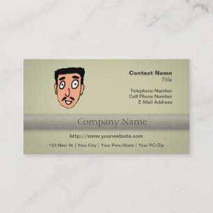 Cartoon Bad Pick up Line Slimy Moustache Guy Business Card
