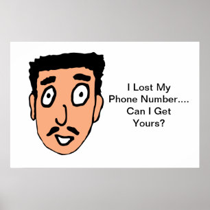 Cartoon Bad Pick up Line Slimy Moustache Guy Poster