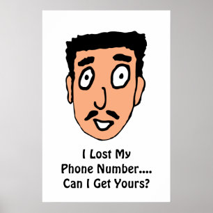Cartoon Bad Pick up Line Slimy Moustache Guy Poster