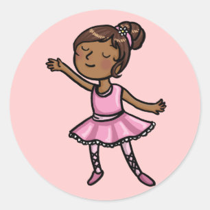 Cartoon Ballet Dancer Classic Round Sticker