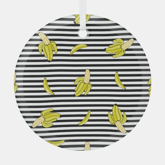 Cartoon banana patches: retro style. glass tree decoration (Front)