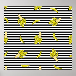 Cartoon banana patches: retro style. poster