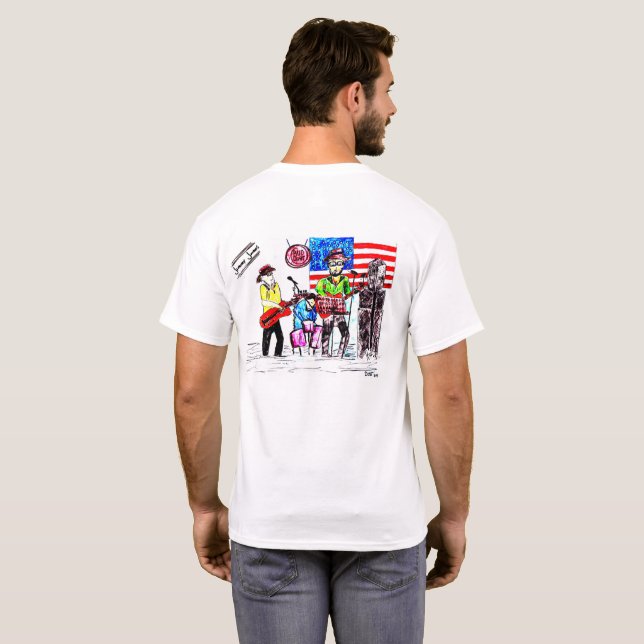 Cartoon Band Drawing T-Shirt (Back Full)
