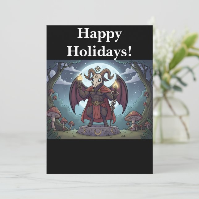 Cartoon Baphomet Holiday Card (Standing Front)