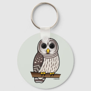 Cartoon Barred Owl Key Ring
