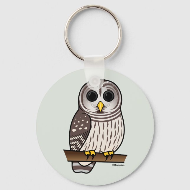 Cartoon Barred Owl Key Ring (Front)