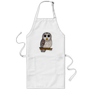 Cartoon Barred Owl Long Apron