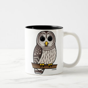 Cartoon Barred Owl Two-Tone Coffee Mug