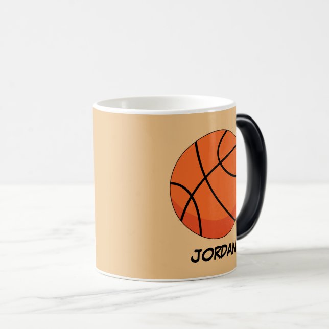 Cartoon Basketball Ball | Add Name Magic Mug (Front Right)