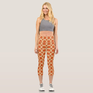 Cartoon Basketball Ball Capri Leggings