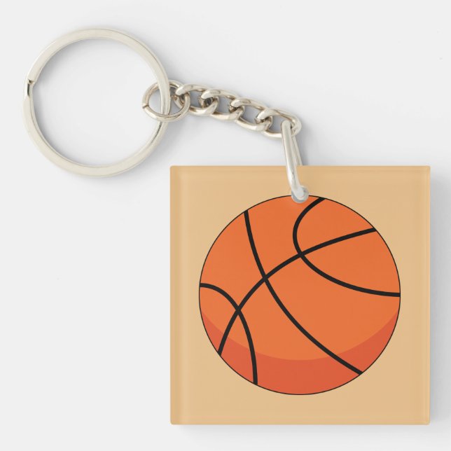 Cartoon Basketball Ball Key Ring (Front)
