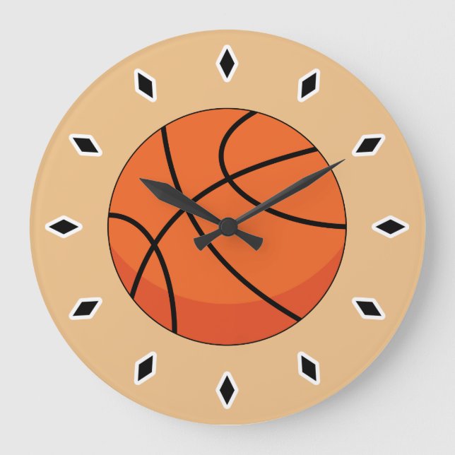 Cartoon Basketball Ball Large Clock (Front)