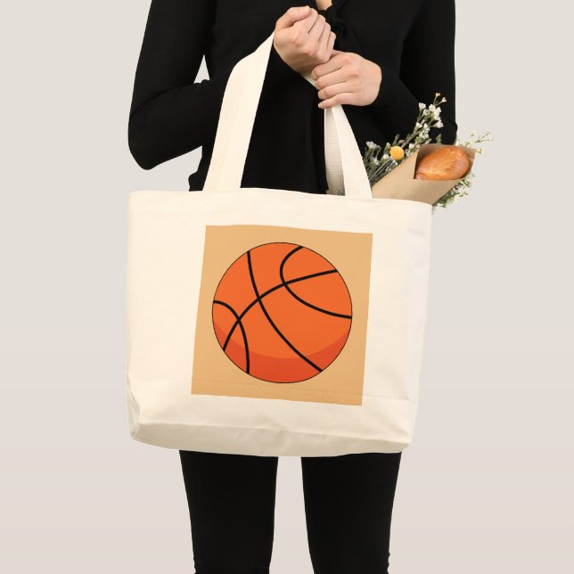 Cartoon Basketball Ball Large Tote Bag (Front (Product))