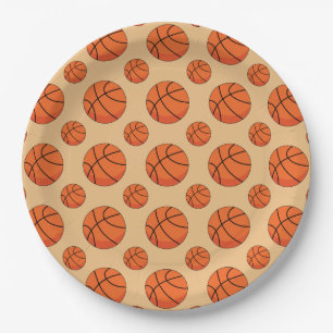 Cartoon Basketball Ball Paper Plate