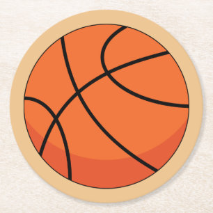 Cartoon Basketball Ball Round Paper Coaster