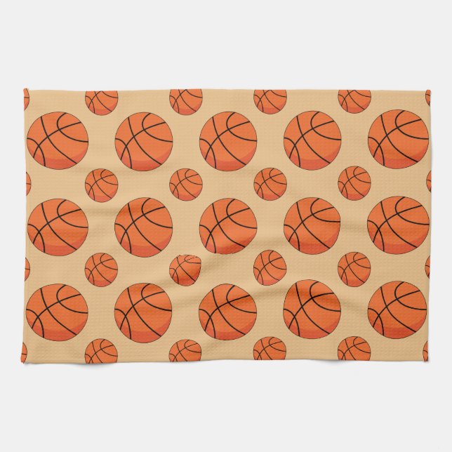 Cartoon Basketball Ball Tea Towel (Horizontal)