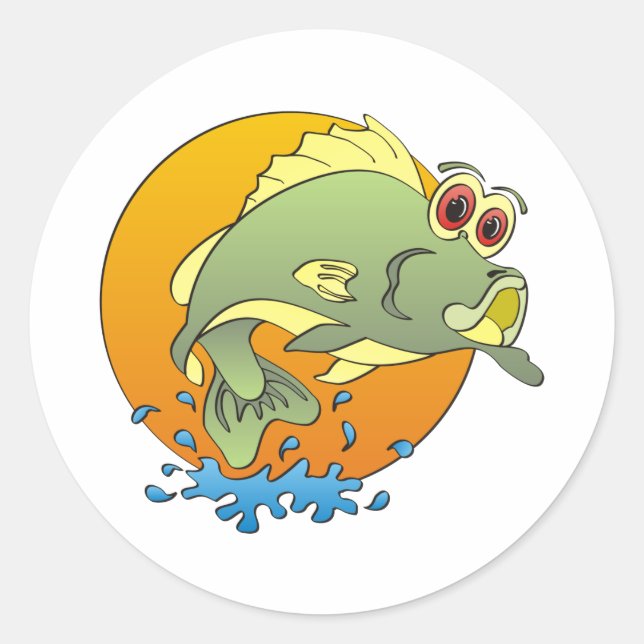 Cartoon Bass Classic Round Sticker (Front)