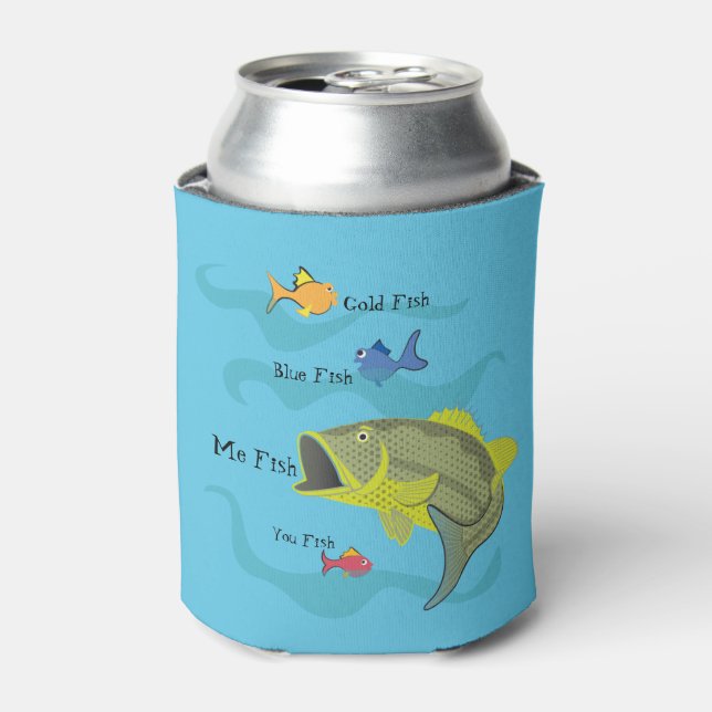 Cartoon Bass Fishing Can Cooler (Can Front)