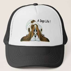 Cartoon Basset Hound, A Dog's Life Trucker Hat