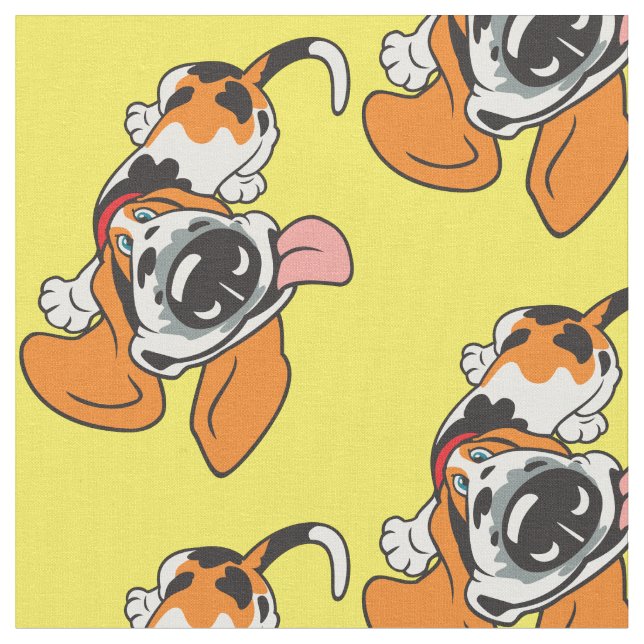 cartoon Basset Hound Fabric (Close Up)