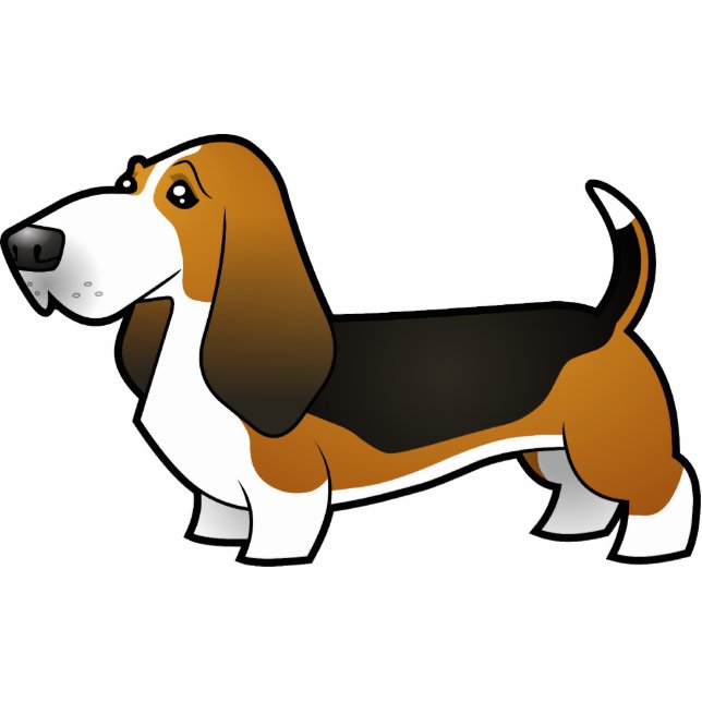 Cartoon Basset Hound Photo Sculpture Magnet (Front)