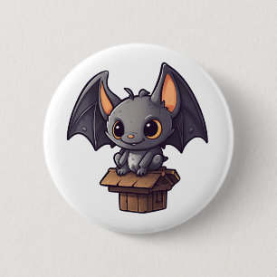 Cartoon bat illustration 6 cm round badge