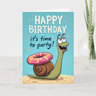 Cartoon Beach Birthday Card